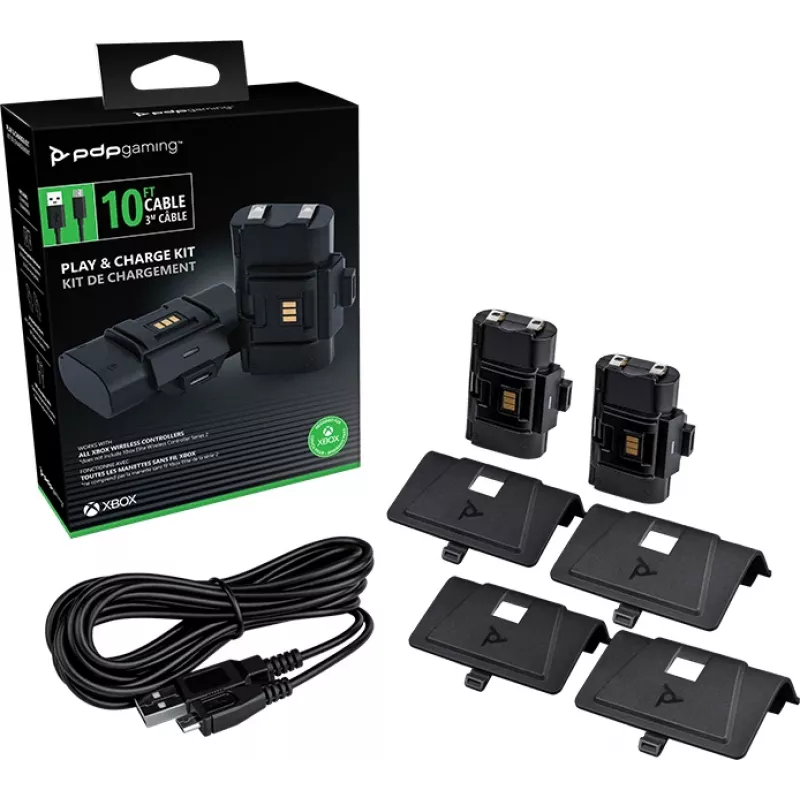 PDP Gaming Play & Charge Kit, Xbox One, žaidimų valdiklio baterija, juoda, polikarbonatas, 3 m, Microsoft