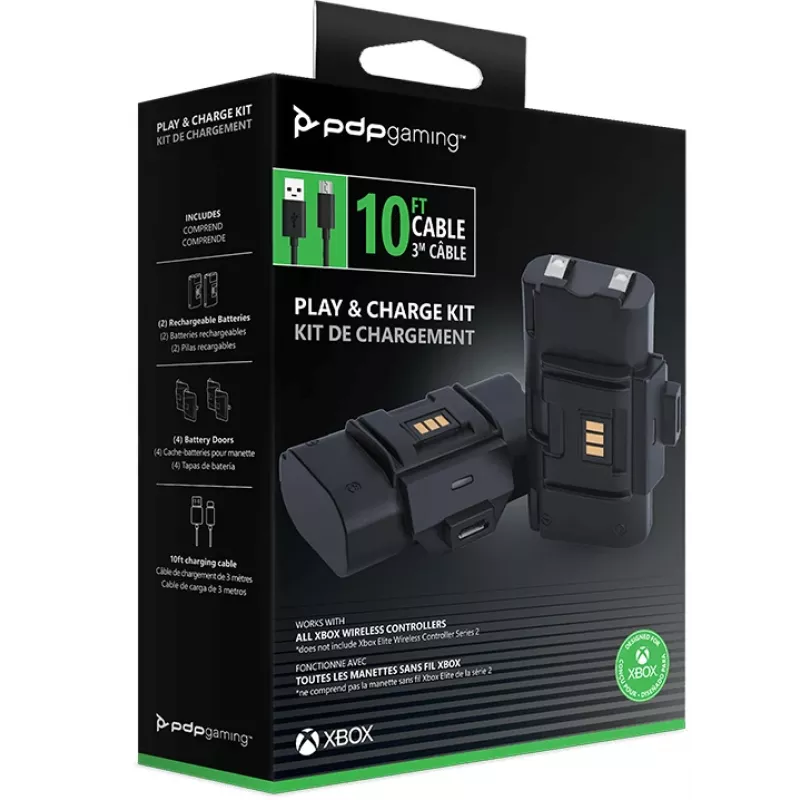 PDP Gaming Play & Charge Kit, Xbox One, žaidimų valdiklio baterija, juoda, polikarbonatas, 3 m, Microsoft