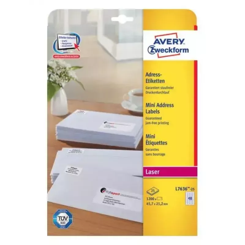 Lipnus lipdukas Avery L7636-25 suapvalintu stačiakampiu
