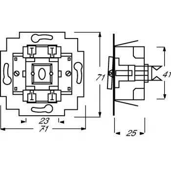 Elektrinis jungiklis 1P Busch-Jaeger 1413-0-0491 — 1-polis, 250 V kintamoji srovė, 10 A, Mėlynas metalinis, 71×71×25 mm
