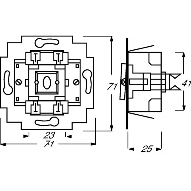 Elektrinis jungiklis 1P Busch-Jaeger 1413-0-0491 — 1-polis, 250 V kintamoji srovė, 10 A, Mėlynas metalinis, 71×71×25 mm