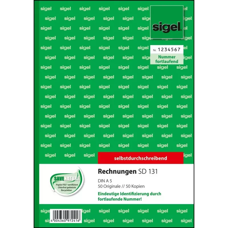 Verslo forma Sigel SD131 A5 Balta Geltona 100 lapų