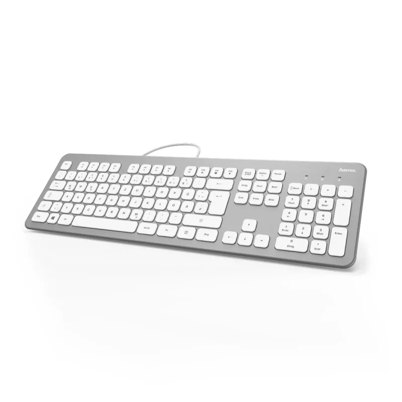 Hama KC-700 klaviatūra, skirta biurui, USB, QWERTZ, vokiška, sidabrinė