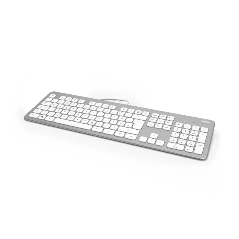 Hama KC-700 klaviatūra, skirta biurui, USB, QWERTZ, vokiška, sidabrinė