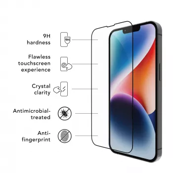 dbramante1928 Eco-Shield iPhone 13 13 Pro 14 Juoda edge Dust Scratch Resistant Tempered Glass Screen Protector