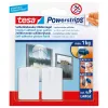 Sieninis laikiklis-kablys Tesa 58031-00020 Baltas plastikas, maks. apkrova 1 kg, 2 vnt. pakuotėje
