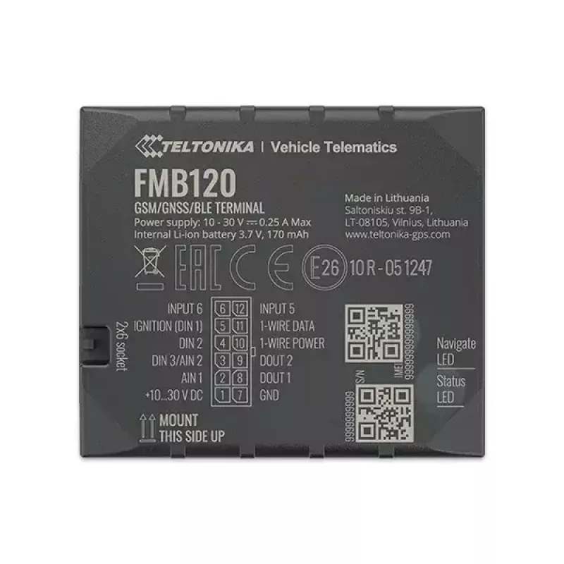 Teltonika FMB120 juodas automobilinis dulkėms atsparus GPS seklys