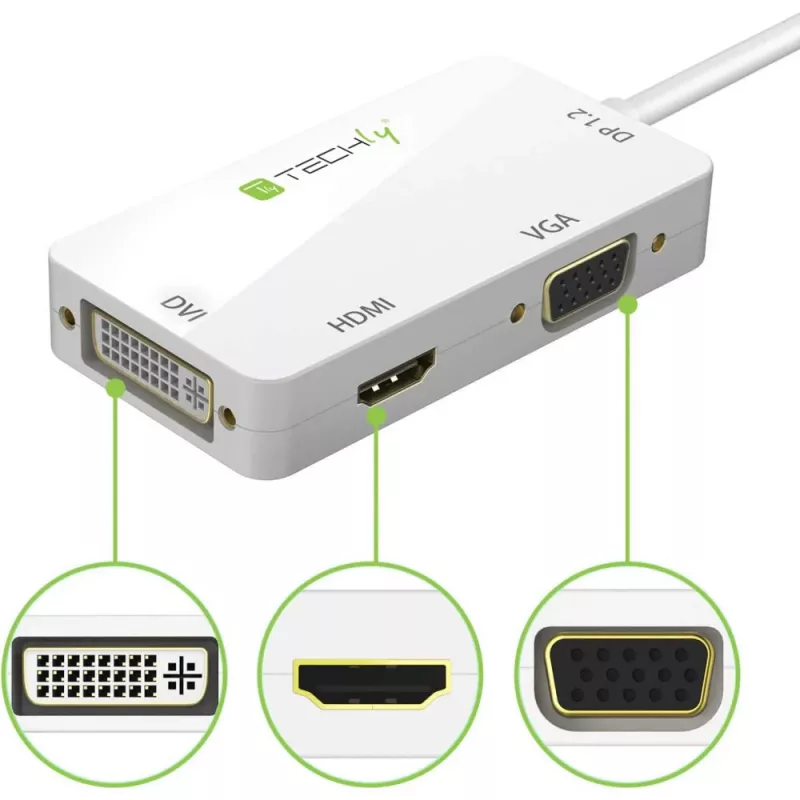 „Techly“ adapteris „3 in 1 Mini DisplayPort“ („Thunderbolt“) į HDMI / DVI / VGA IADAP MDP-COMBOF12
