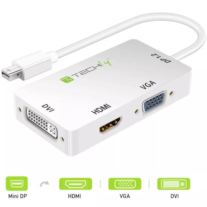 „Techly“ adapteris „3 in 1 Mini DisplayPort“ („Thunderbolt“) į HDMI / DVI / VGA IADAP MDP-COMBOF12