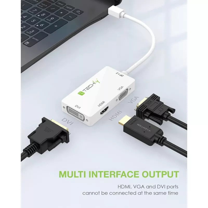 „Techly“ adapteris „3 in 1 Mini DisplayPort“ („Thunderbolt“) į HDMI / DVI / VGA IADAP MDP-COMBOF12