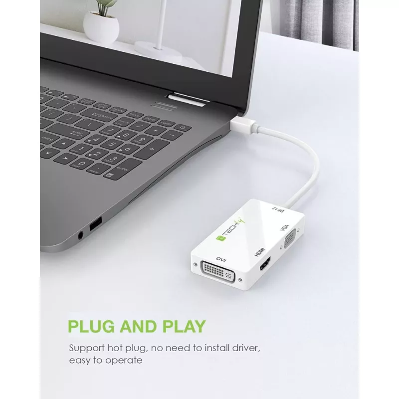 „Techly“ adapteris „3 in 1 Mini DisplayPort“ („Thunderbolt“) į HDMI / DVI / VGA IADAP MDP-COMBOF12