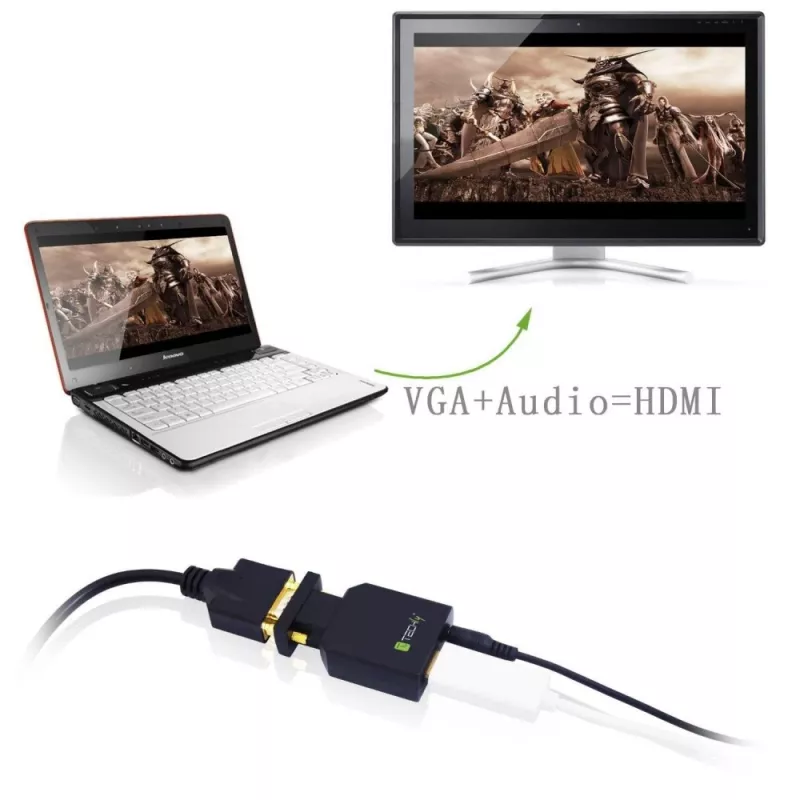 Techly Mini keitiklis VGA ir garso į HDMI IDATA VGA-HDMINI