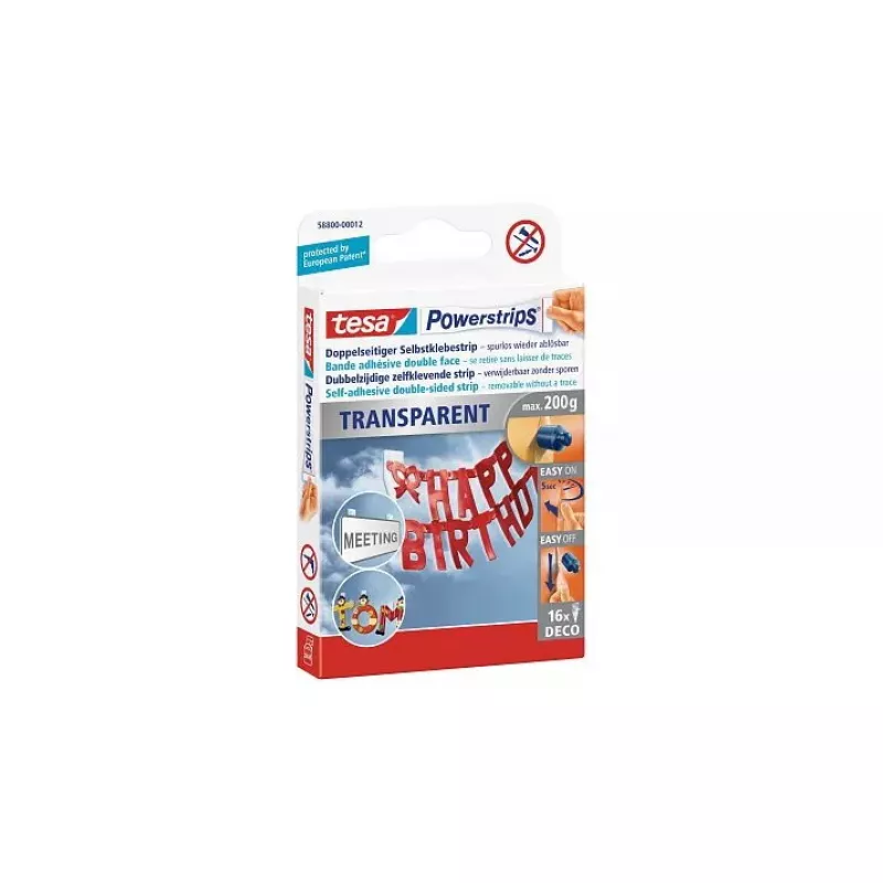 Montavimo etiketės TESA Powerstrips Transparent DECO
