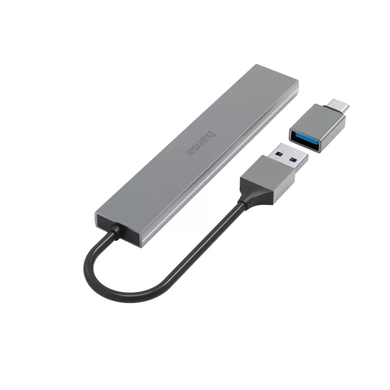 Hama 00200141 sąsajos šakotuvas USB 3.2 Gen 1 (3.1 Gen 1) Type-A 5000 Mbit/s, pilka