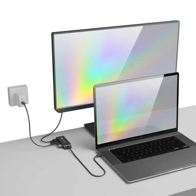 Techly IADAP-USBC-935 nešiojamojo kompiuterio dokas / prievadų atkartotuvas Laidinis USB 3.2 Gen 1 (3.1 Gen 1) Type-C Juoda