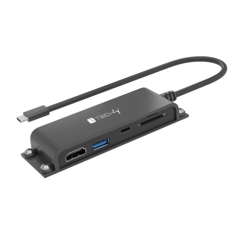 Techly IADAP-USBC-935 nešiojamojo kompiuterio dokas / prievadų atkartotuvas Laidinis USB 3.2 Gen 1 (3.1 Gen 1) Type-C Juoda