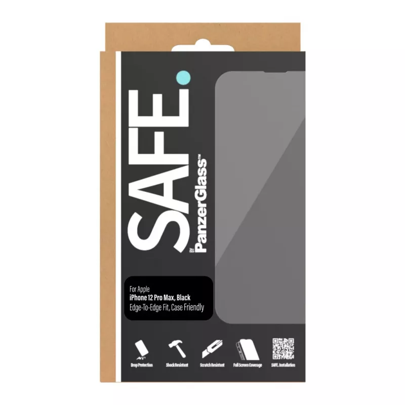 PanzerGlass SAFE. by ® ekrano apsauga, skirta Apple iPhone 12 Pro Max, nuo krašto iki krašto, atspari įbrėžimams ir smūgiams
