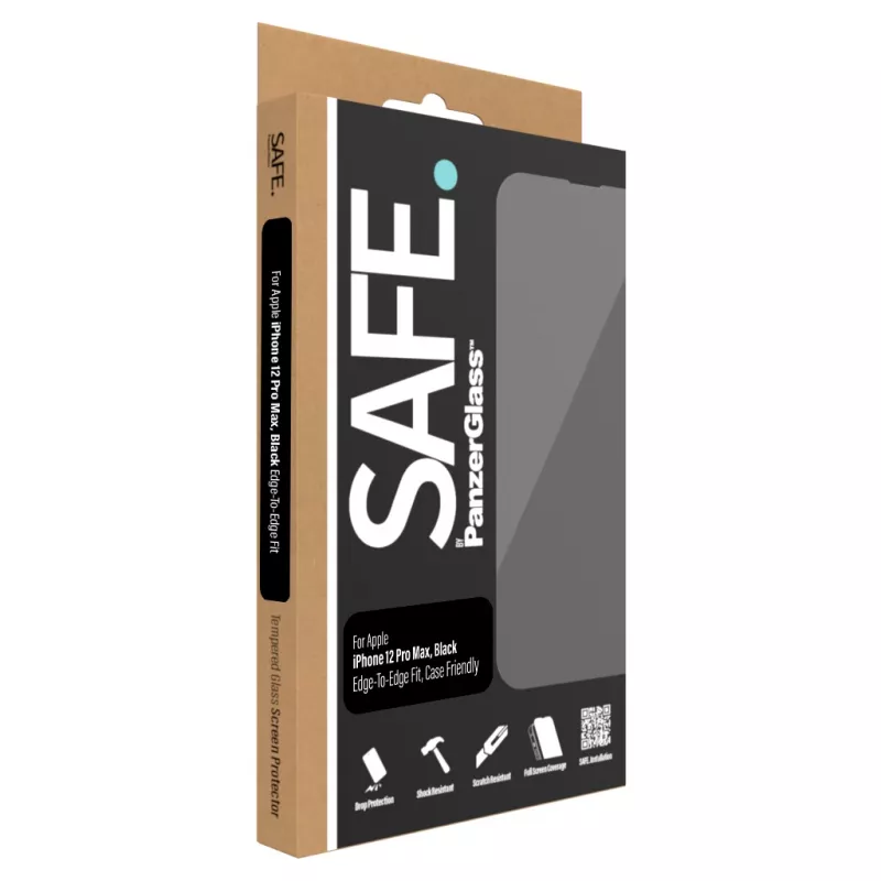 PanzerGlass SAFE. by ® ekrano apsauga, skirta Apple iPhone 12 Pro Max, nuo krašto iki krašto, atspari įbrėžimams ir smūgiams