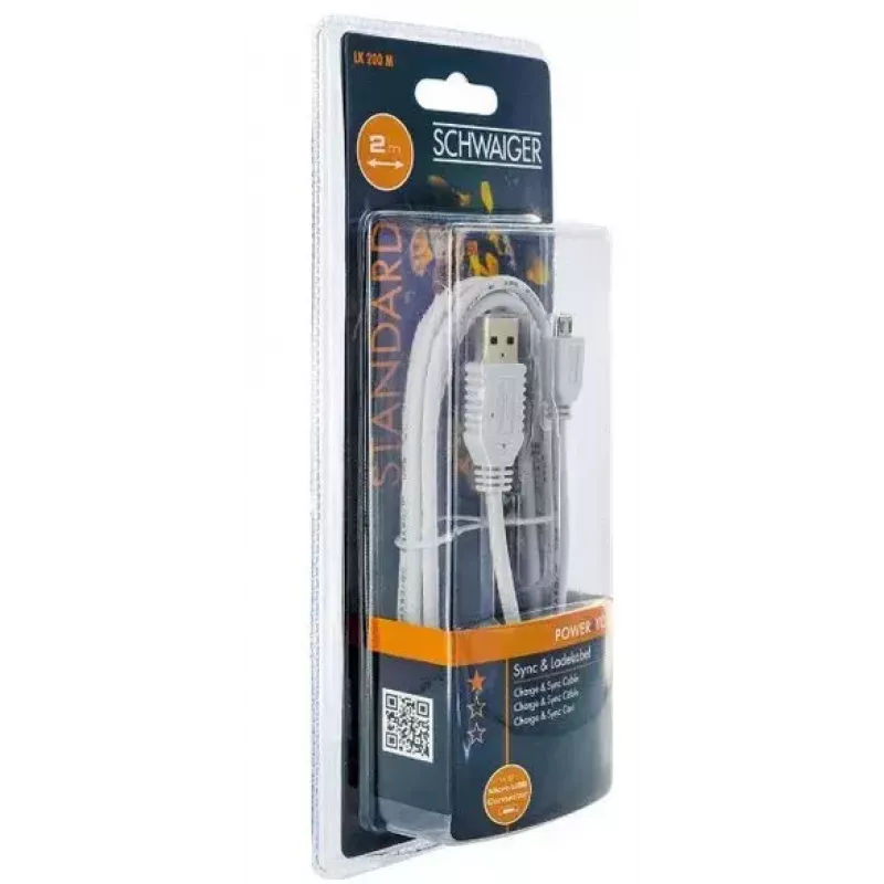 USB laidas Schwaiger LK200M532 2m USB A Micro-USB A baltas