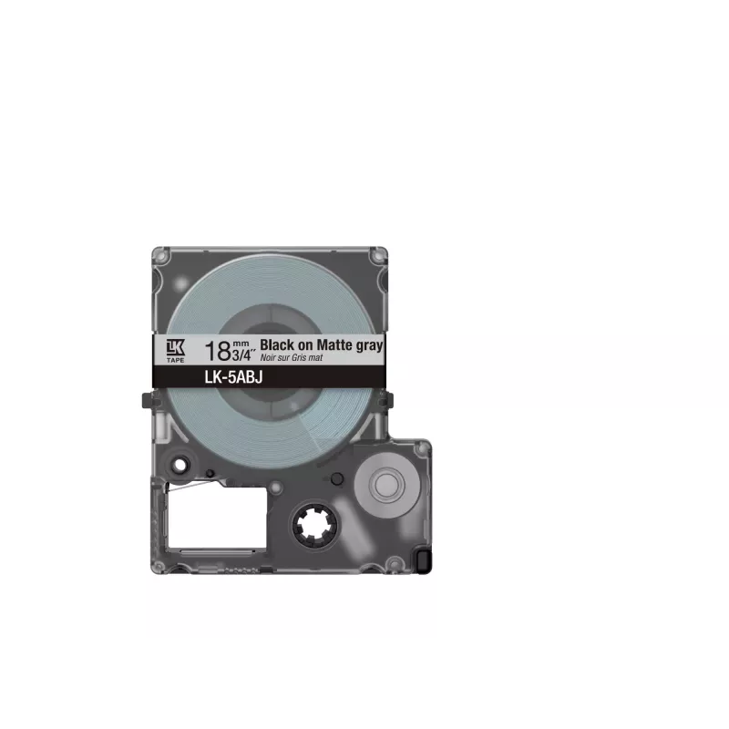 Epson matinė juosta – pilka/juoda 18 mm (8 m) – LK-5ABJ, juoda ant pilkos, LK, Rhino, LabelWorks LW-C410, LabelWorks LW-C610, 1,8 cm, 8 m