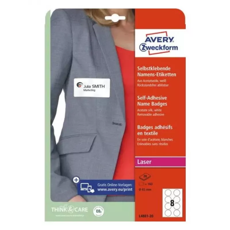 Lipnios etiketės apvalios Avery L4881-20