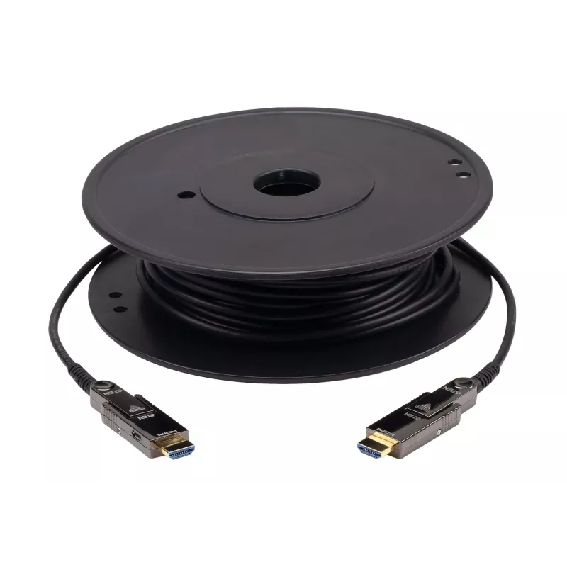 ATEN 20m True 4K HDMI aktyvus optinis kabelis, 20 m, HDMI Type D (Micro), HDMI Type D (Micro), 3D, 18 Gbit/s, juoda