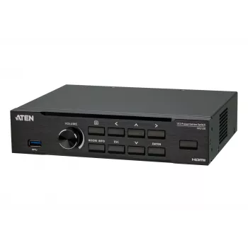ATEN vientisas pristatymo perjungiklis su Quad V, HDMI, USB Type-A, metalinis, juodas, 60 Hz, 15 m
