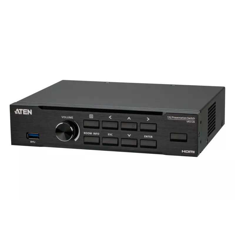 ATEN vientisas pristatymo perjungiklis su Quad V, HDMI, USB Type-A, metalinis, juodas, 60 Hz, 15 m