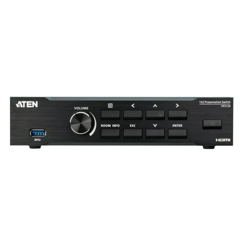 ATEN vientisas pristatymo perjungiklis su Quad V, HDMI, USB Type-A, metalinis, juodas, 60 Hz, 15 m