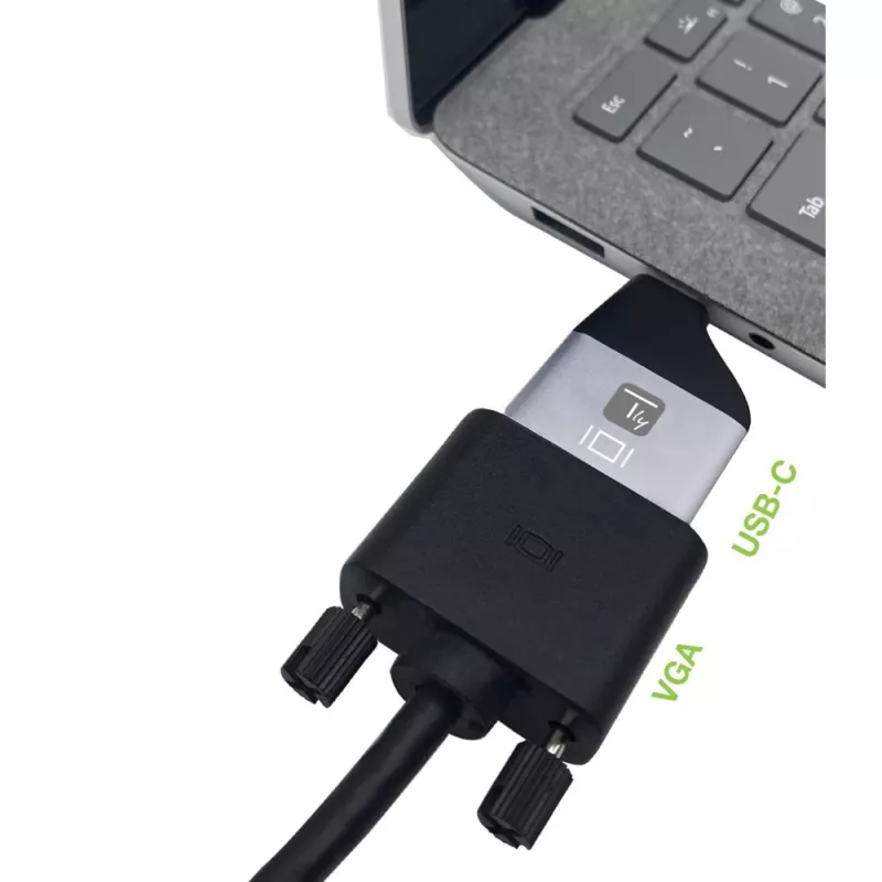 Techly IADAP USBC-VGAC USB grafikos adapteris 1920 x 1200 pikselių Juoda, Sidabrinė