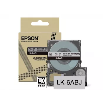 Epson Matte Tape – Pilka/Juoda 24mm(8m) – LK-6ABJ, Juoda on Pilka, LK, Juoda, Pilka, Epson, LabelWorks LW-C610, 2.4 cm