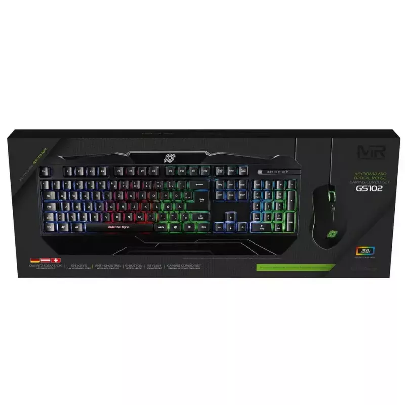 MediaRange MRGS102 žaidimų klaviatūra ir pelė USB QWERTZ juoda RGB