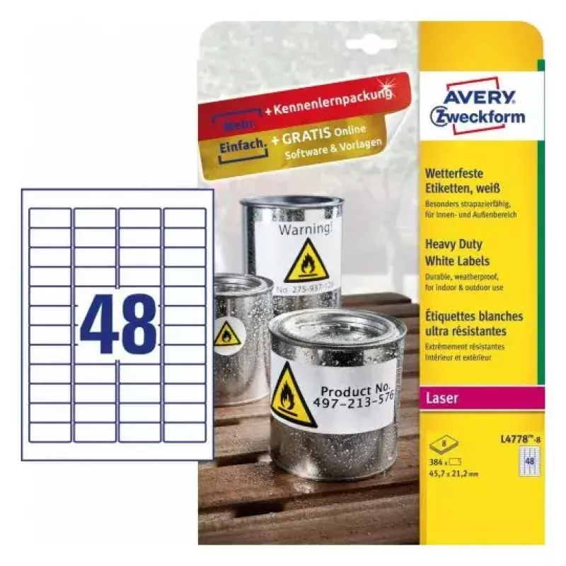 Lipnios spausdintuvo etiketės AVERY L4778-8