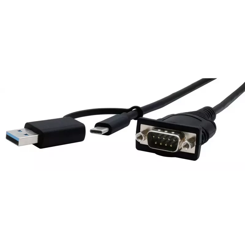 EXSYS EX-23001 nuoseklusis kabelis juodas 0,5 m USB Type-A USB Type-C DB-9