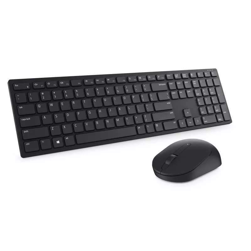 DELL Pro klaviatūra ir pelė - KM5221W - UK (QWERTY) - Juoda, Viso dydžio (100%), Belaidė, RF belaidė, QWERTY, Juoda, Pelė įtraukta