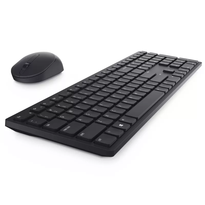 DELL Pro klaviatūra ir pelė - KM5221W - UK (QWERTY) - Juoda, Viso dydžio (100%), Belaidė, RF belaidė, QWERTY, Juoda, Pelė įtraukta