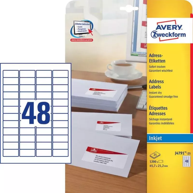 Lipnios etiketės Avery J4791-25 Užapvalintas stačiakampis
