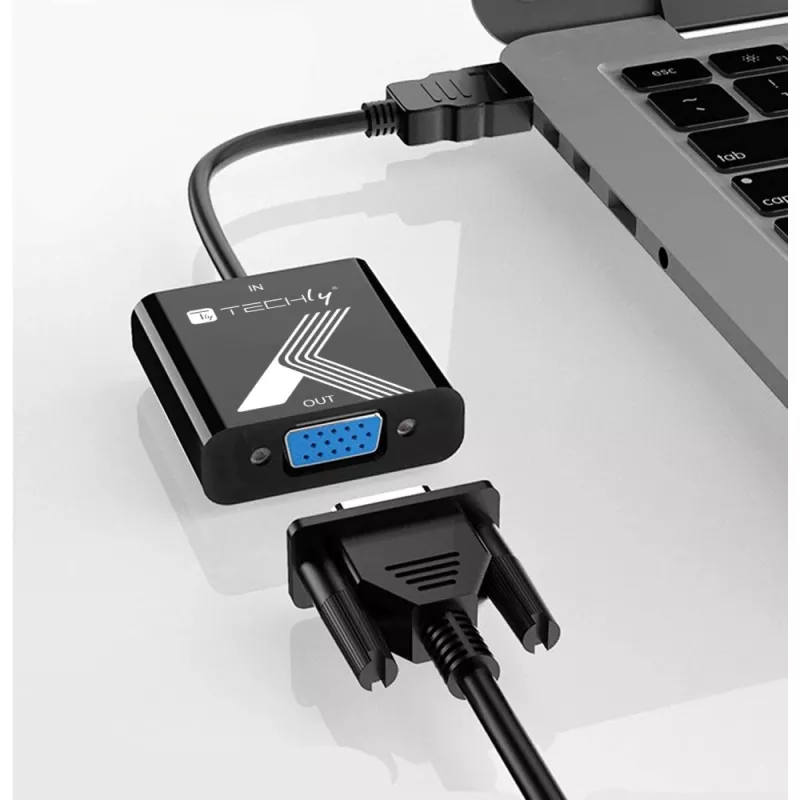 Techly laido adapteris keitiklis HDMI į VGA su garso lizdu