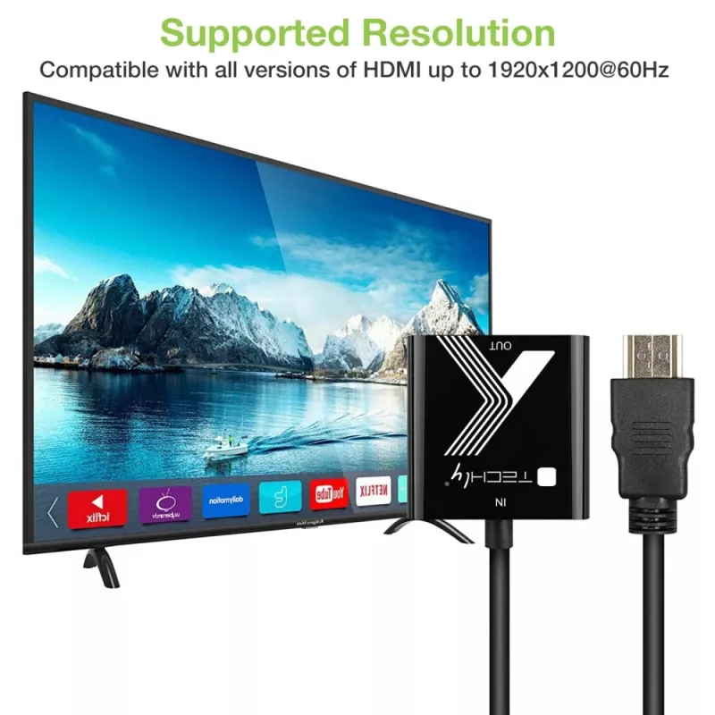 Techly laido adapteris keitiklis HDMI į VGA su garso lizdu