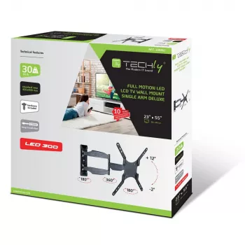 Techly 23-55 Ultra plonas pilno judesio LCD TV sieninis laikiklis juodas “ICA-PLB 171M”