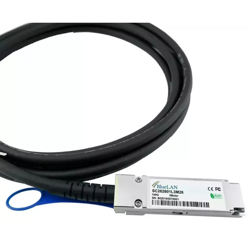 InfiniBand / šviesolaidinis kabelis BlueOptics QSFP28-DAC-0.5M-LE-BL 0,5 m, jungtis: kištukas / kištukas
