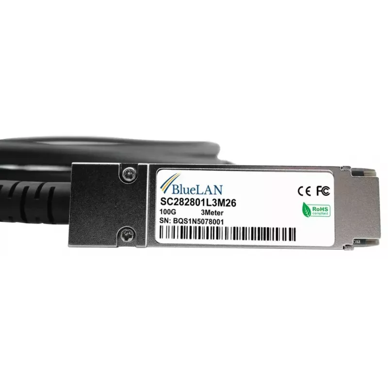InfiniBand / šviesolaidinis kabelis BlueOptics QSFP28-DAC-0.5M-LE-BL 0,5 m, jungtis: kištukas / kištukas