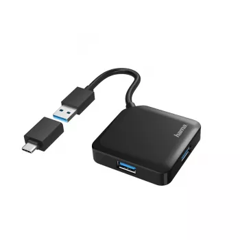 Hama USB šakotuvas, 4 prievadai, USB 3.2 Gen 1, 5 Gbit/s, su USB-C adapteriu