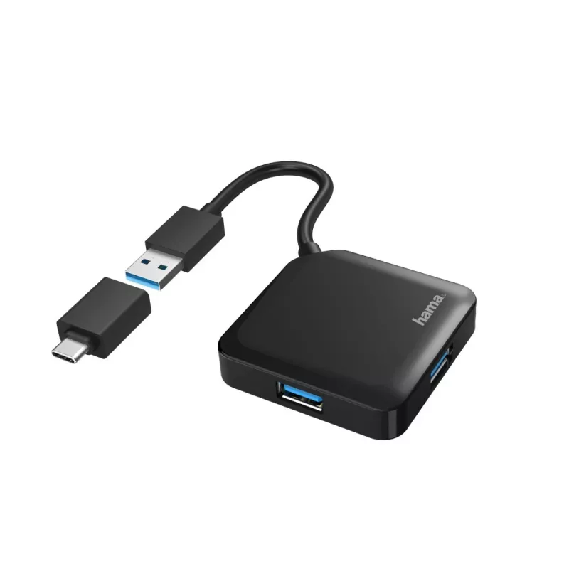 Hama USB šakotuvas, 4 prievadai, USB 3.2 Gen 1, 5 Gbit/s, su USB-C adapteriu