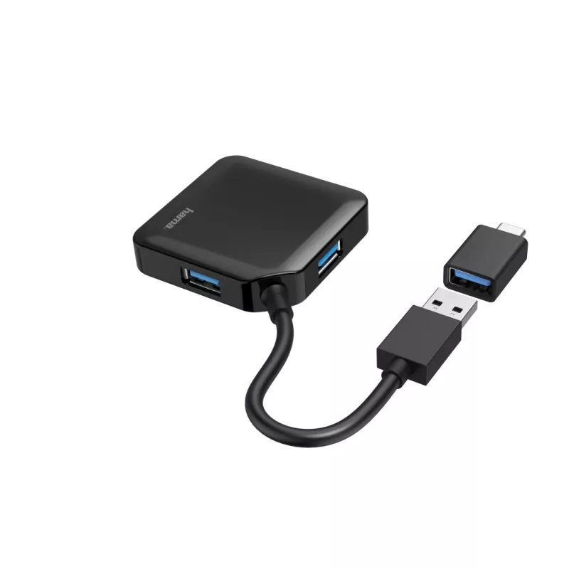Hama USB šakotuvas, 4 prievadai, USB 3.2 Gen 1, 5 Gbit/s, su USB-C adapteriu