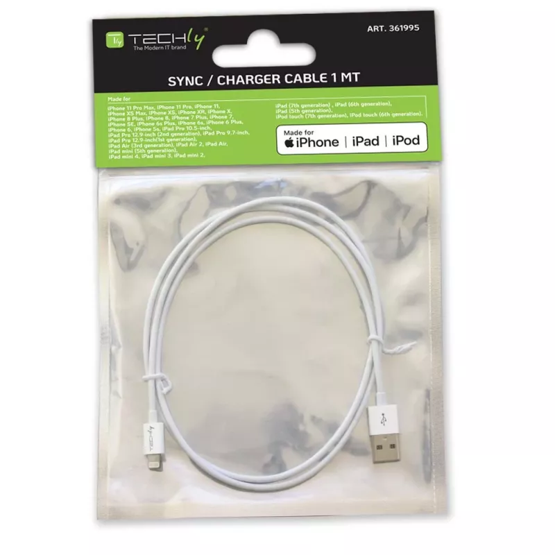 Techly ICOC APP-8WH1 žaibo laidas 1 m Baltas