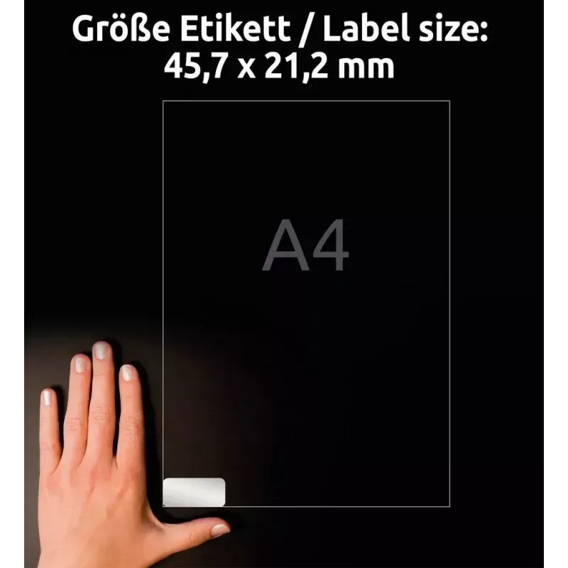 Patvarios etiketės Avery L6009-20 sidabrinės suapvalintu stačiakampiu