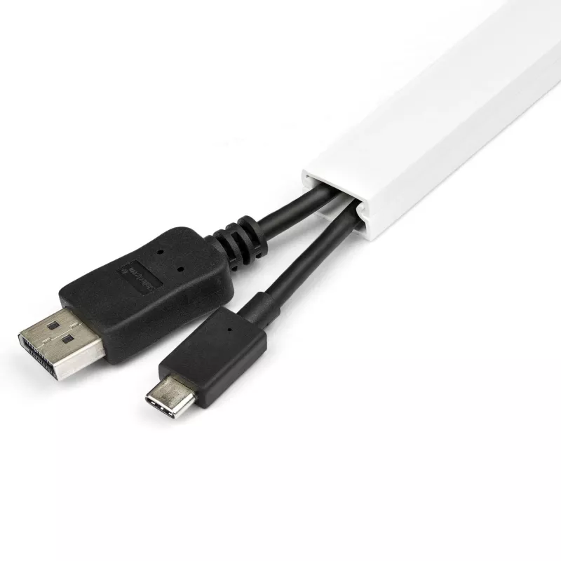 “StarTech.com” vientisas kabelių tvarkymo kanalas su lipnia juosta ir dangteliu, 3/4 colio (19 mm) P x 3/8 colio (11 mm) A - 3 pėdų (1 m) ilgio, PVC tinklo / maitinimo laido slėptuvas / sieninis laidų lovelis, talpina iki 6 kabelių, UL sąraše