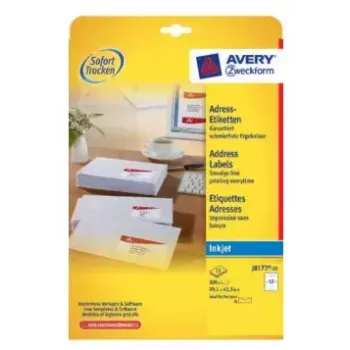 Spausdintuvo etiketė Avery J8177-25 Balta