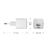 EU sieninis įkroviklis d bramante re-charge Pro — USB‑C 25W + USB‑A 18W, 110–240V, vidaus, balta